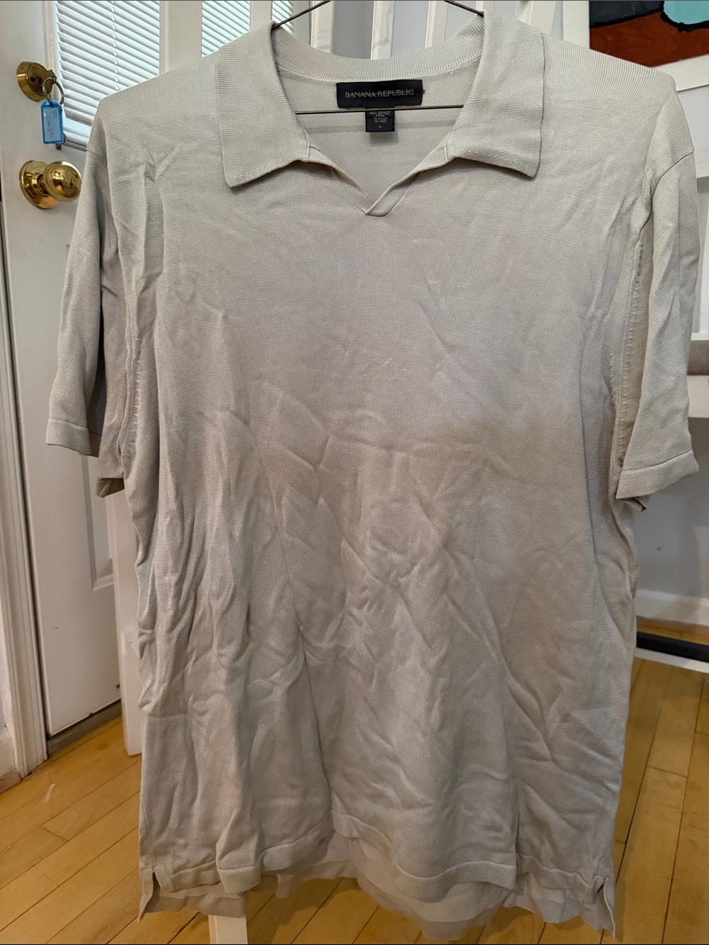 Banana Republic SILK Men's Light Taupe Polo Shirt